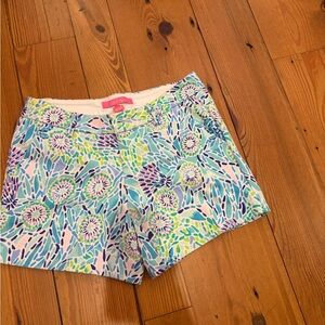 Lilly Pulitzer Blue and Green Floral Women's Shorts